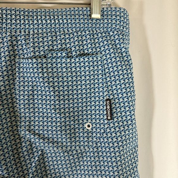 Bonobos Swim Trunks Men's Medium Blue Print Drawstring Pockets Lined Ocean - Picture 8 of 8